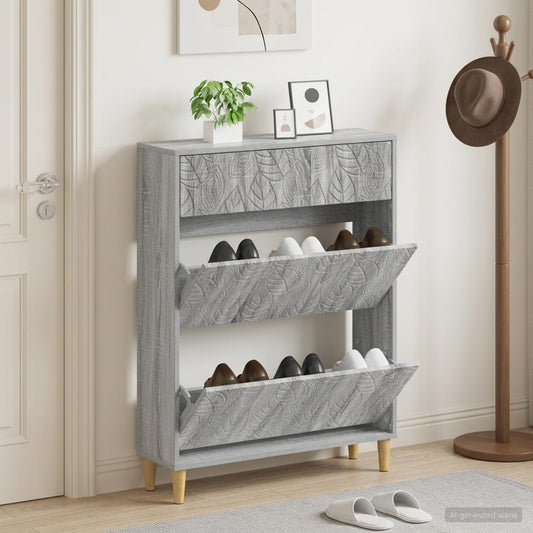 vidaXL Shoe Cabinet DELFT 78 x 24 x 103 cm Engineered Wood Grey Sonoma