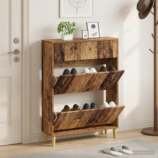 vidaXL Shoe Cabinet DELFT 78 x 24 x 103 cm Engineered Wood Old Wood