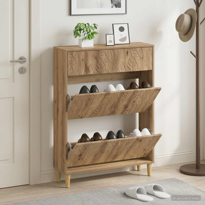 vidaXL Shoe Cabinet DELFT 78 x 24 x 103 cm Engineered Wood Artisan Oak