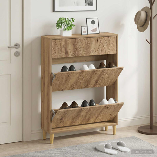 vidaXL Shoe Cabinet DELFT 78 x 24 x 103 cm Engineered Wood Artisan Oak