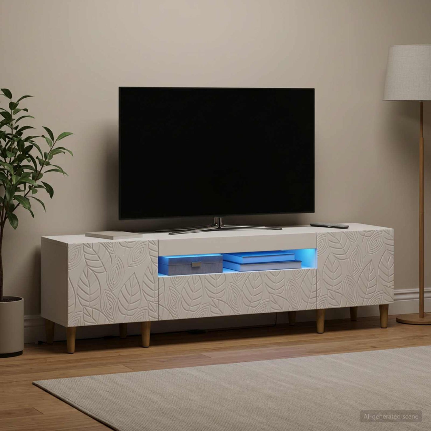 vidaXL LED TV Cabinet White Engineered Wood