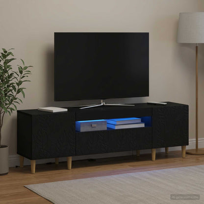 vidaXL LED TV Cabinet Black Engineered Wood