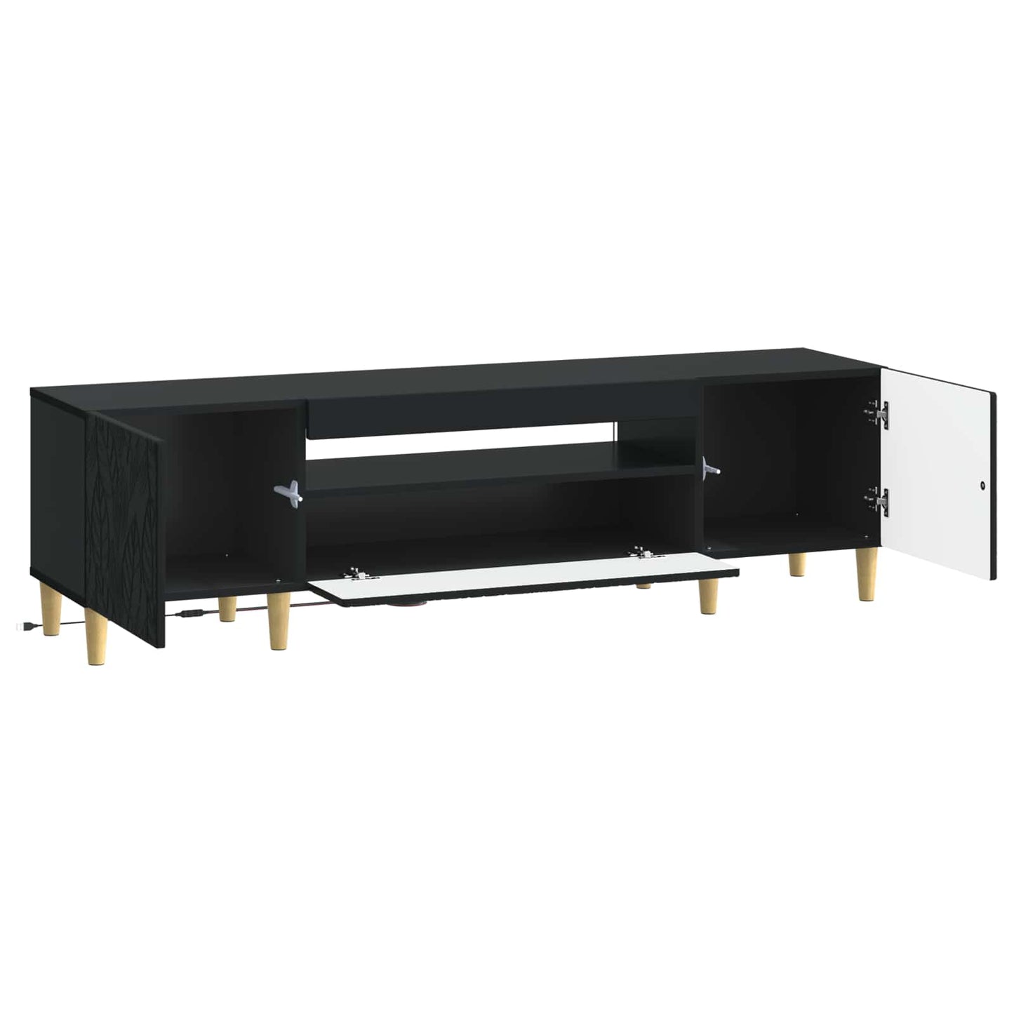 vidaXL LED TV Cabinet Black Engineered Wood