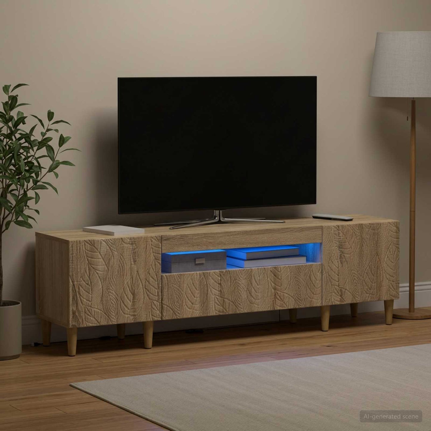 vidaXL LED TV Cabinet Sonoma Oak Engineered Wood