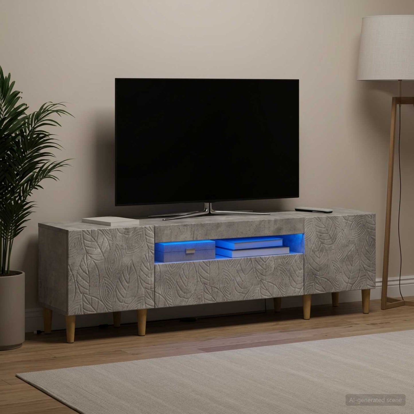 vidaXL LED TV Cabinet Concrete Grey Engineered Wood