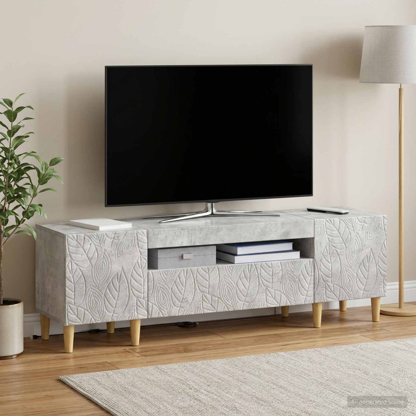 vidaXL LED TV Cabinet Concrete Grey Engineered Wood