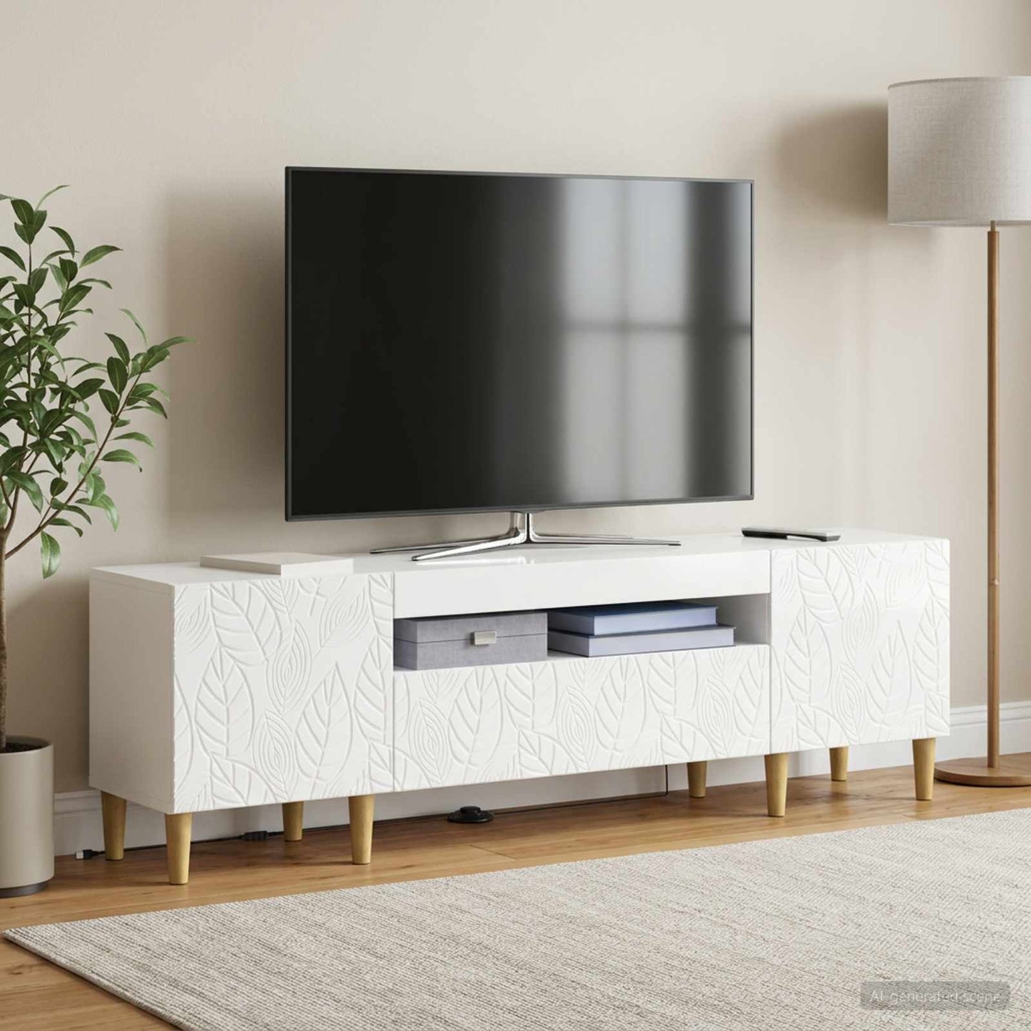 vidaXL LED TV Cabinet High Gloss White Engineered Wood