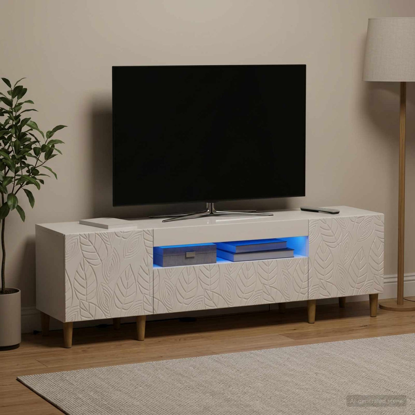 vidaXL LED TV Cabinet High Gloss White Engineered Wood