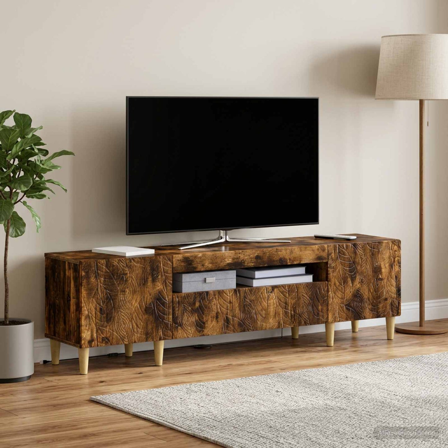 vidaXL LED TV Cabinet Smoked Oak Engineered Wood