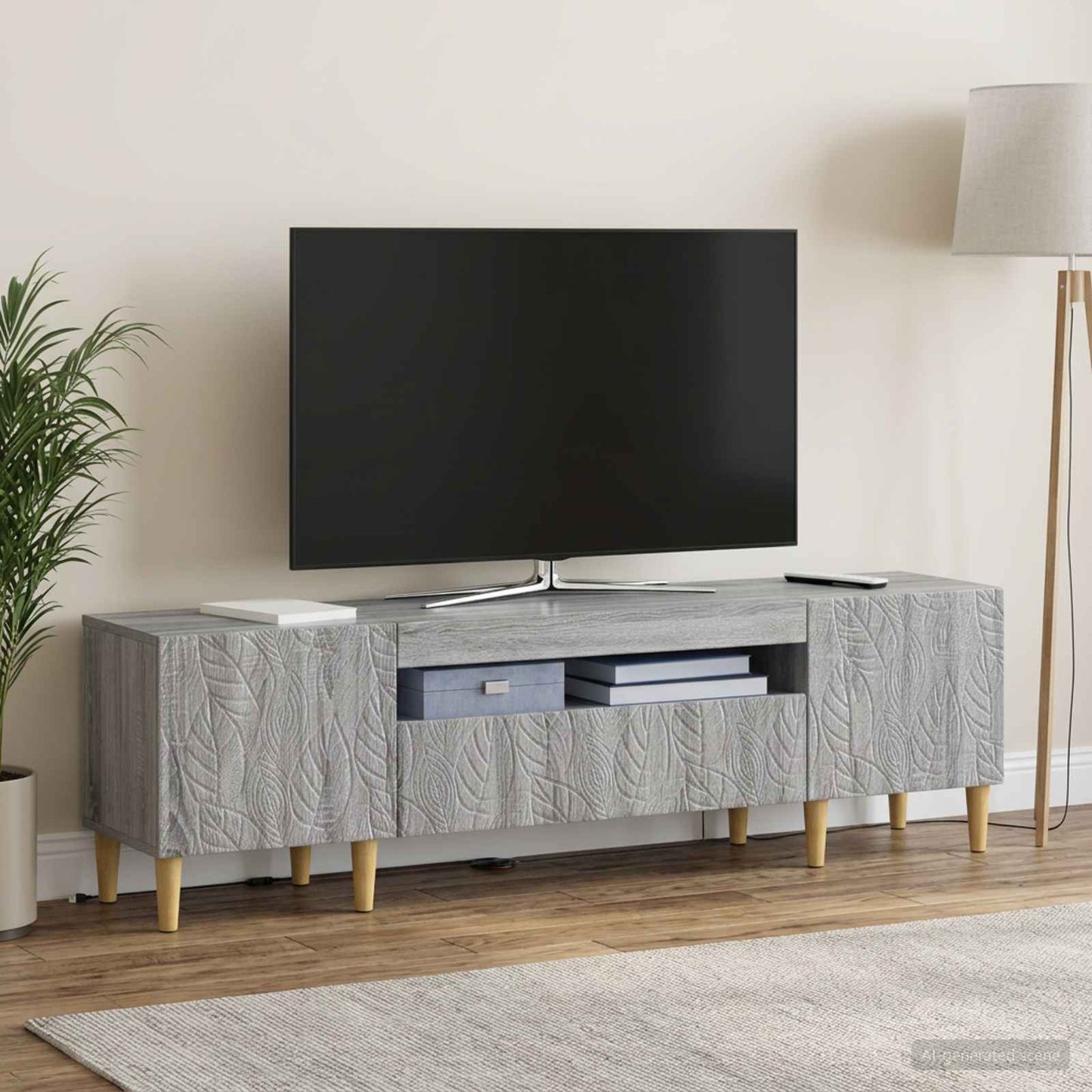 vidaXL LED TV Cabinet Grey Sonoma Engineered Wood