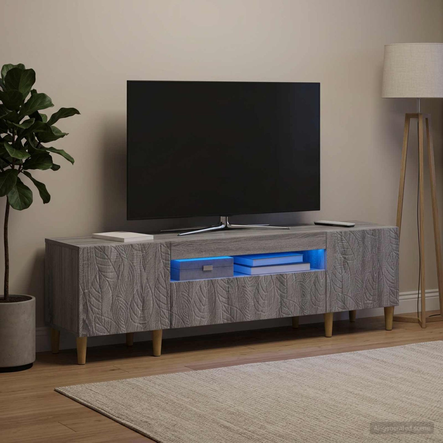 vidaXL LED TV Cabinet Grey Sonoma Engineered Wood