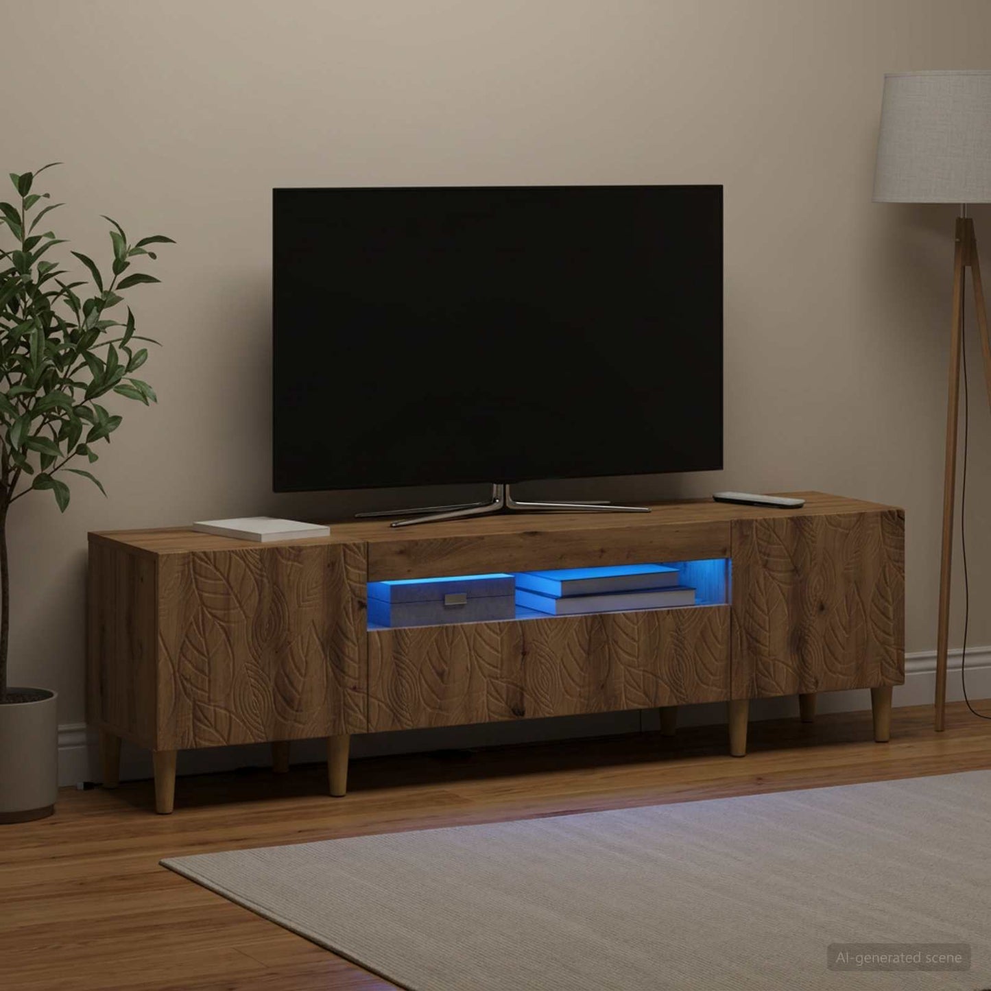 vidaXL LED TV Cabinet Artisan Oak Engineered Wood