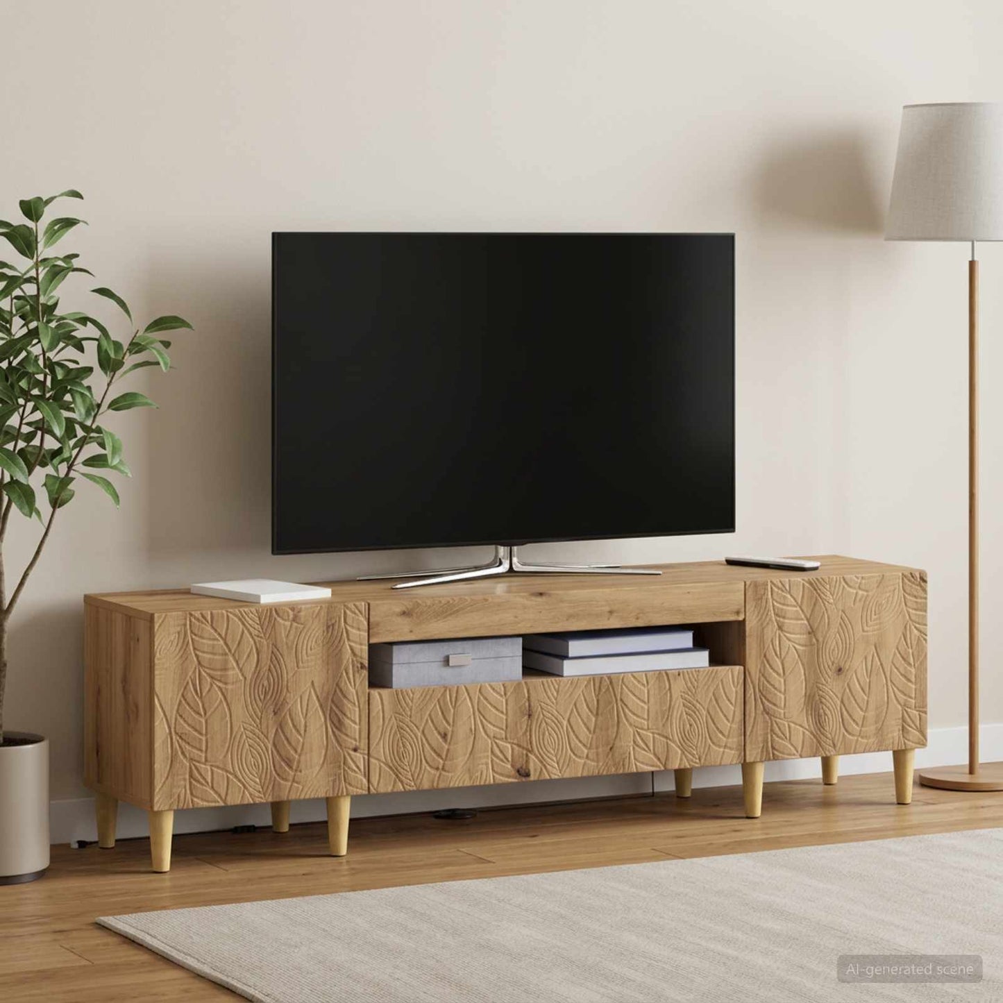vidaXL LED TV Cabinet Artisan Oak Engineered Wood