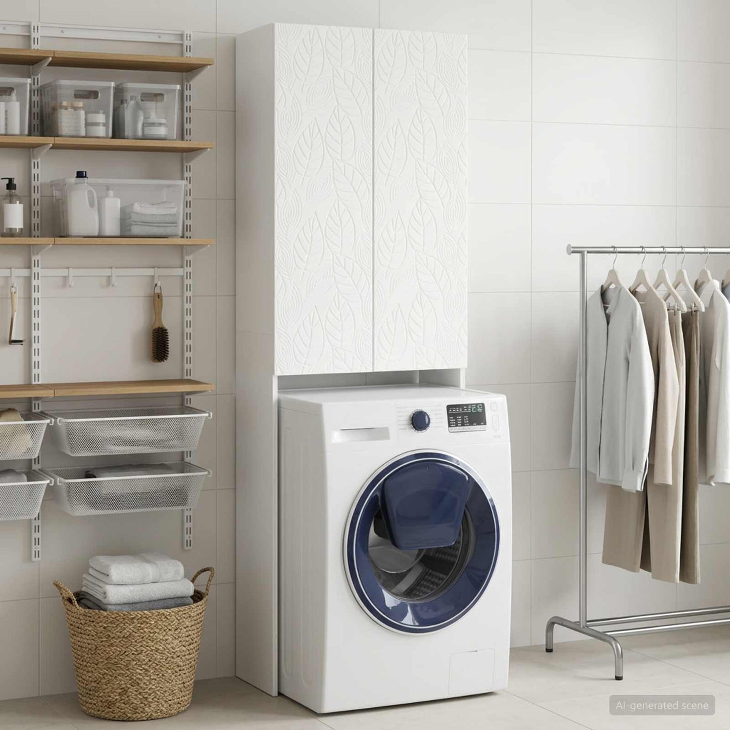 vidaXL Toilet Cabinet DELFT White 66 x 25.5 x 190 cm Engineered Wood