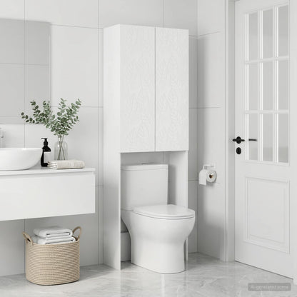 vidaXL Toilet Cabinet DELFT White 66 x 25.5 x 190 cm Engineered Wood