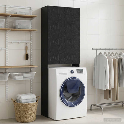 vidaXL Toilet Cabinet DELFT Black 66 x 25.5 x 190 cm Engineered Wood