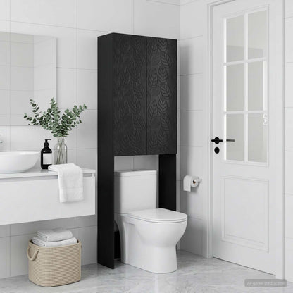 vidaXL Toilet Cabinet DELFT Black 66 x 25.5 x 190 cm Engineered Wood