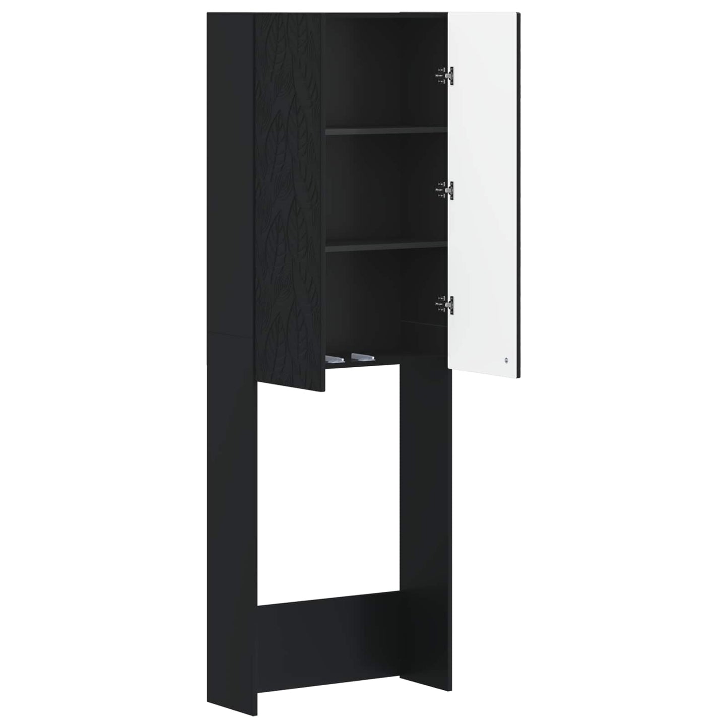 vidaXL Toilet Cabinet DELFT Black 66 x 25.5 x 190 cm Engineered Wood
