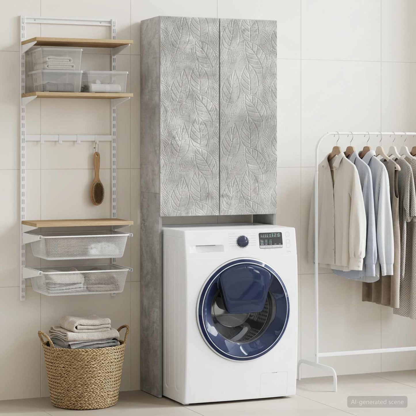 vidaXL Toilet Cabinet DELFT Concrete Grey 66 x 25.5 x 190 cm