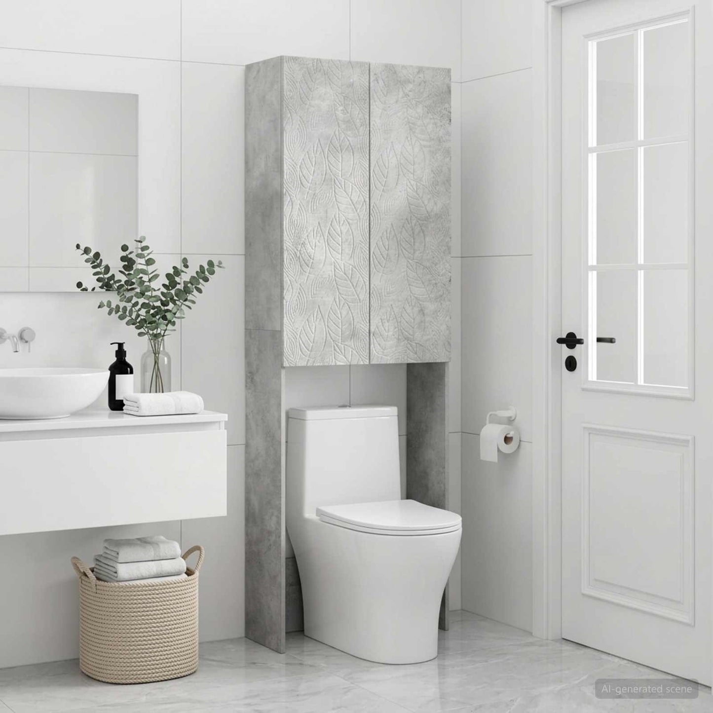 vidaXL Toilet Cabinet DELFT Concrete Grey 66 x 25.5 x 190 cm