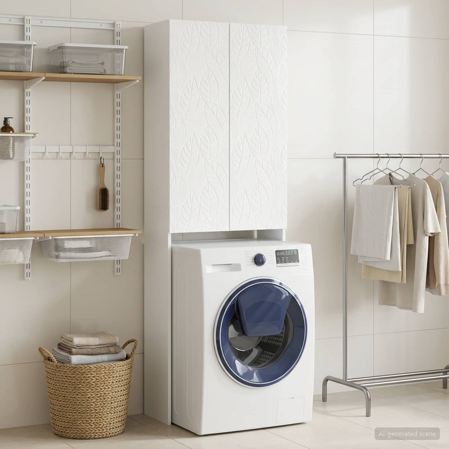 vidaXL Toilet Cabinet DELFT High Gloss White 66 x 25.5 x 190 cm