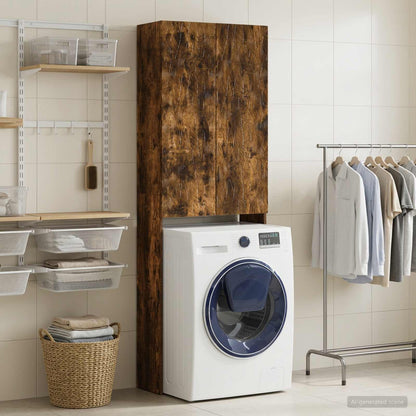 vidaXL Toilet Cabinet DELFT Smoked Oak 66 x 25.5 x 190 cm