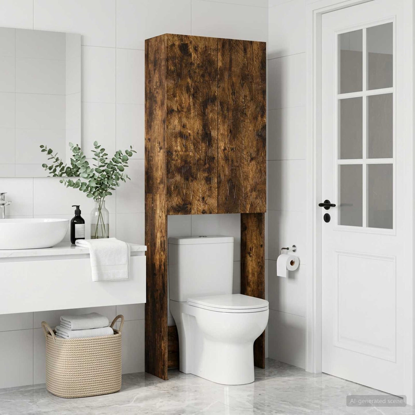 vidaXL Toilet Cabinet DELFT Smoked Oak 66 x 25.5 x 190 cm