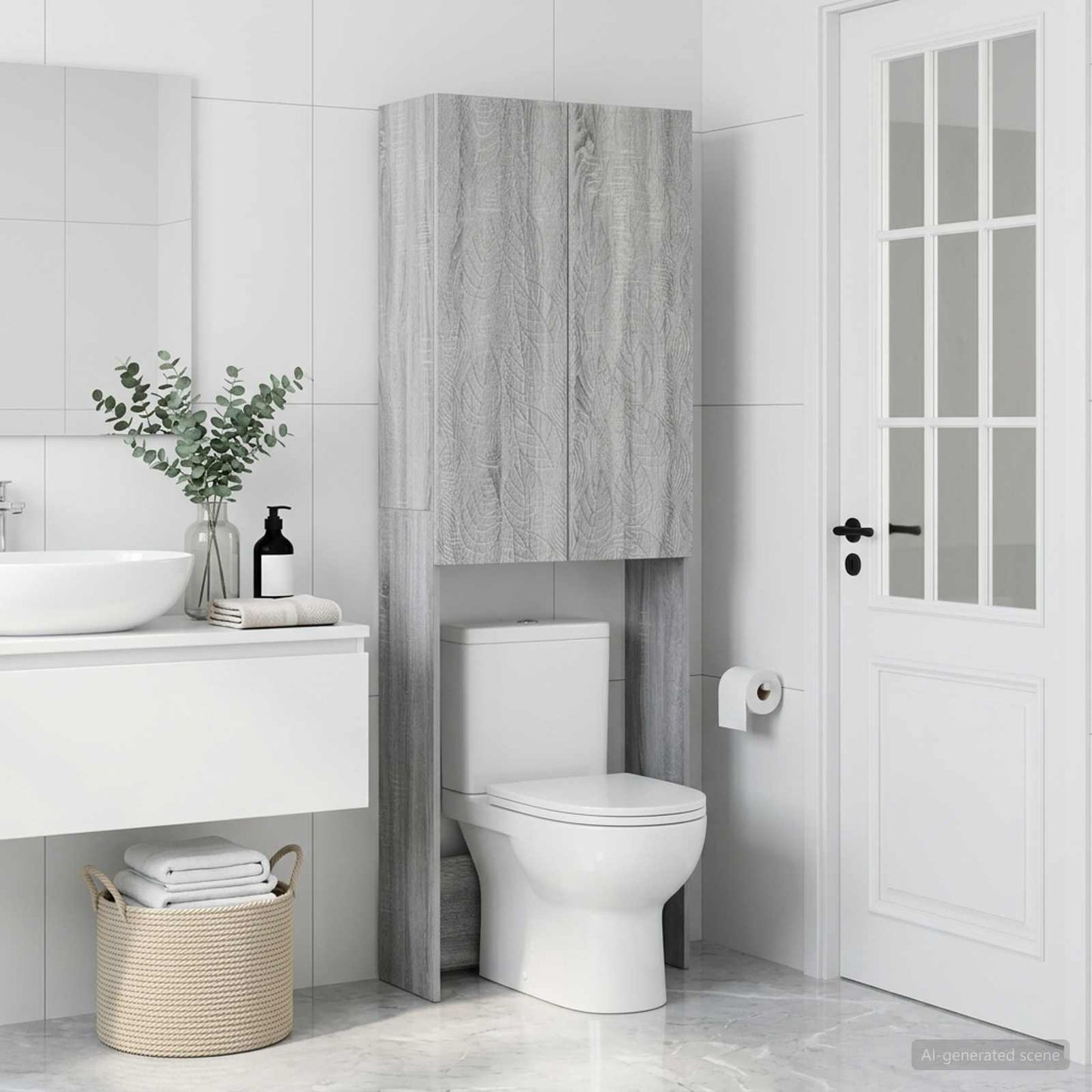 vidaXL Toilet Cabinet DELFT Grey Sonoma 66 x 25.5 x 190 cm