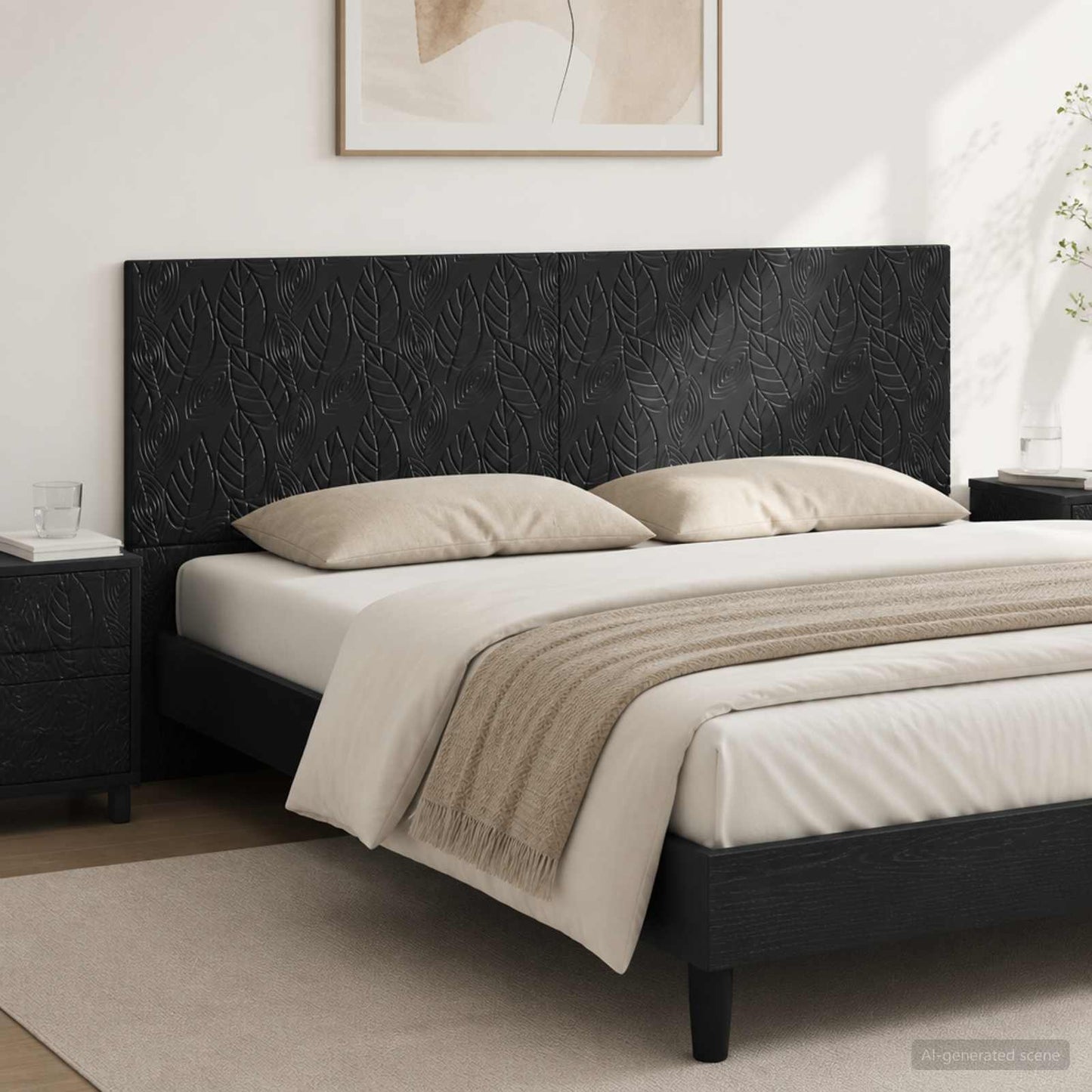 vidaXL Wall-Mounted Headboard DELFT Black Engineered Wood