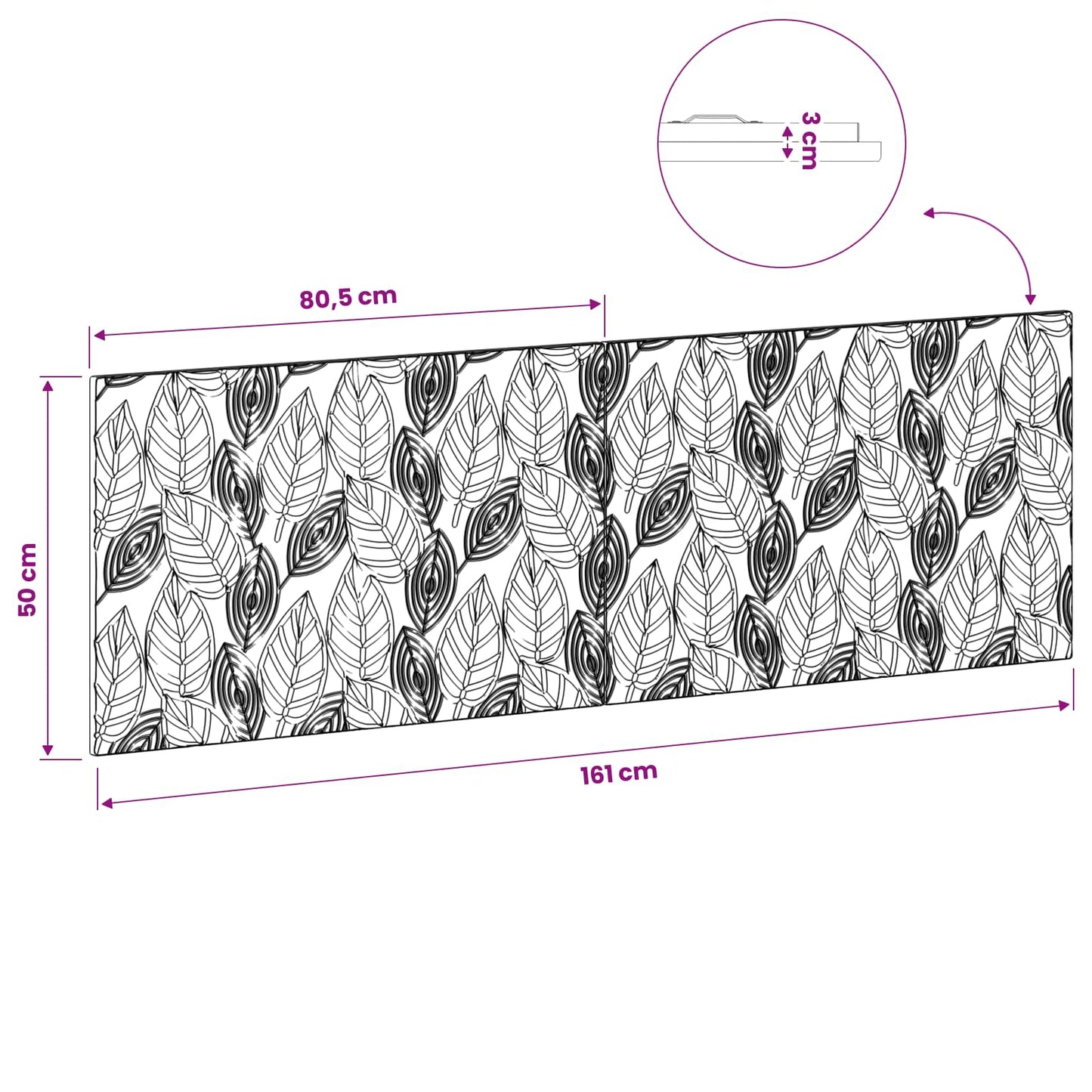 vidaXL Wall-Mounted Headboard DELFT White Engineered Wood
