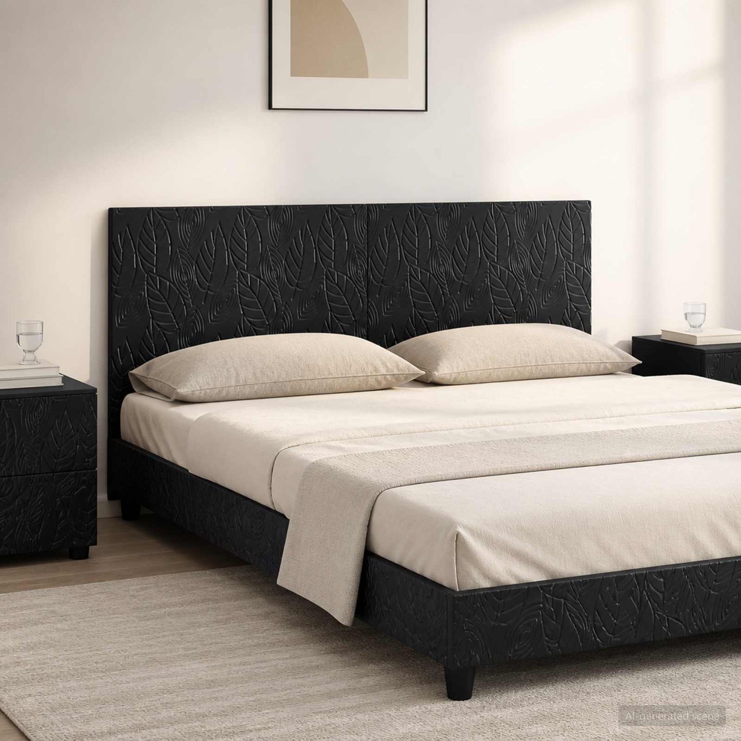 vidaXL Wall-Mounted Headboard DELFT Black Engineered Wood