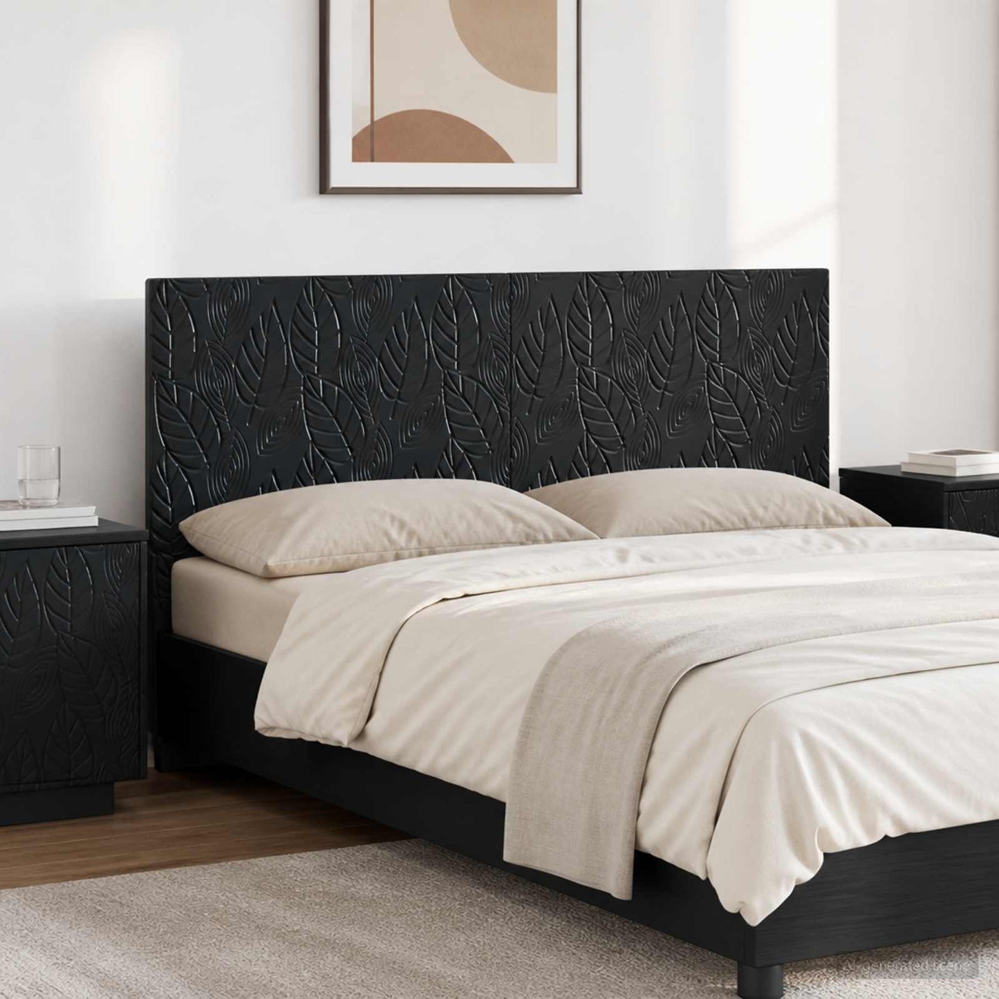 vidaXL Wall-Mounted Headboard DELFT Black Engineered Wood