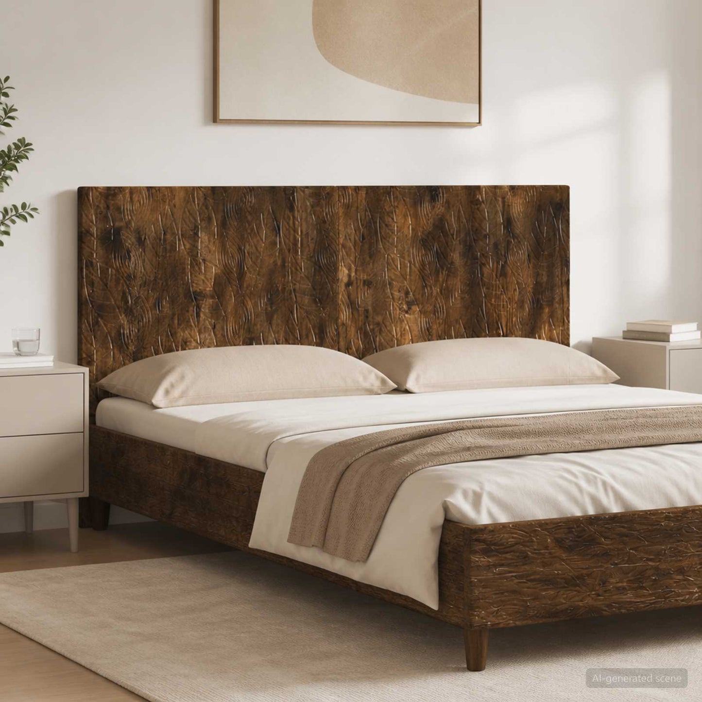 vidaXL Wall-Mounted Headboard DELFT Smoked Oak Engineered Wood