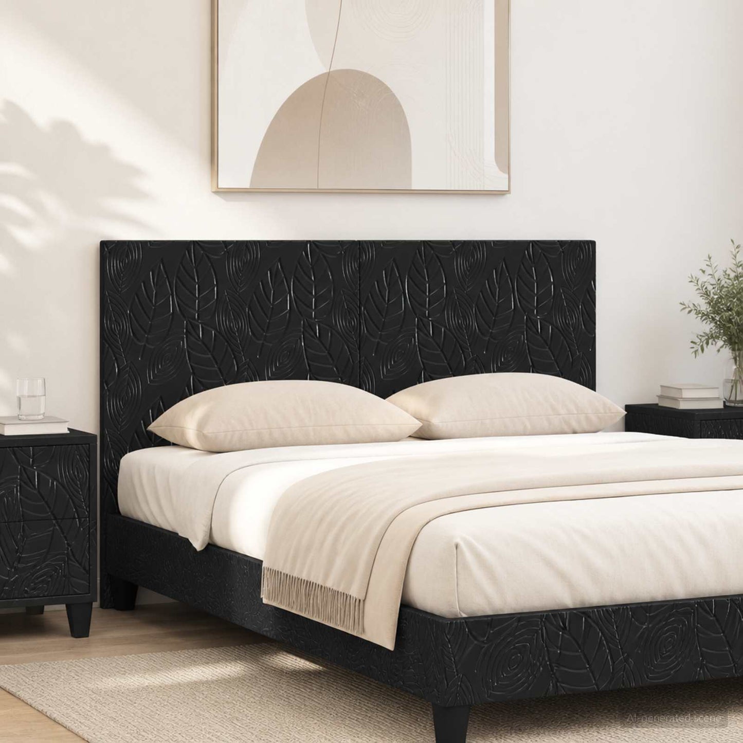 vidaXL Wall-Mounted Headboard DELFT Black Engineered Wood