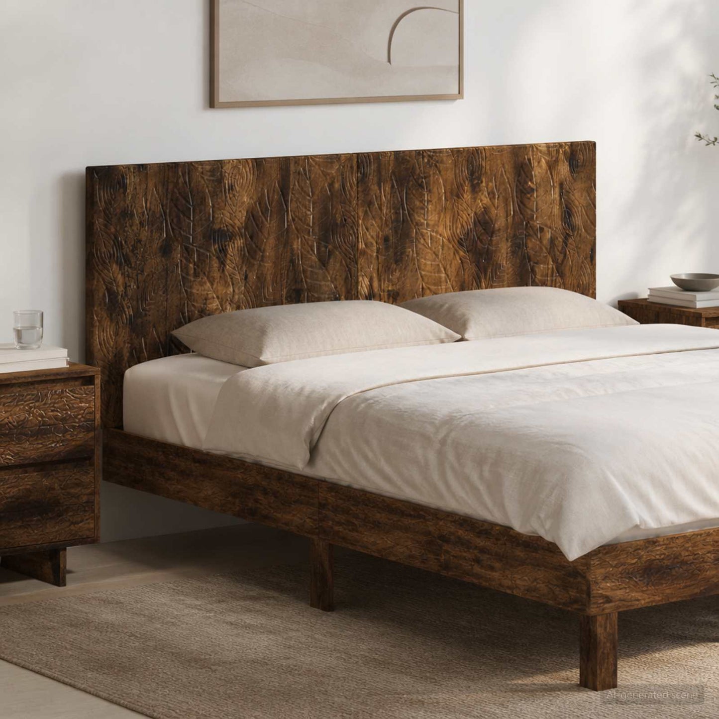 vidaXL Wall-Mounted Headboard DELFT Smoked Oak Engineered Wood