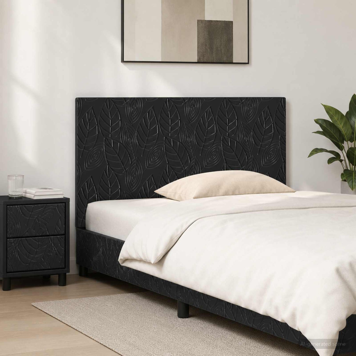 vidaXL Wall-Mounted Headboard DELFT Black Engineered Wood