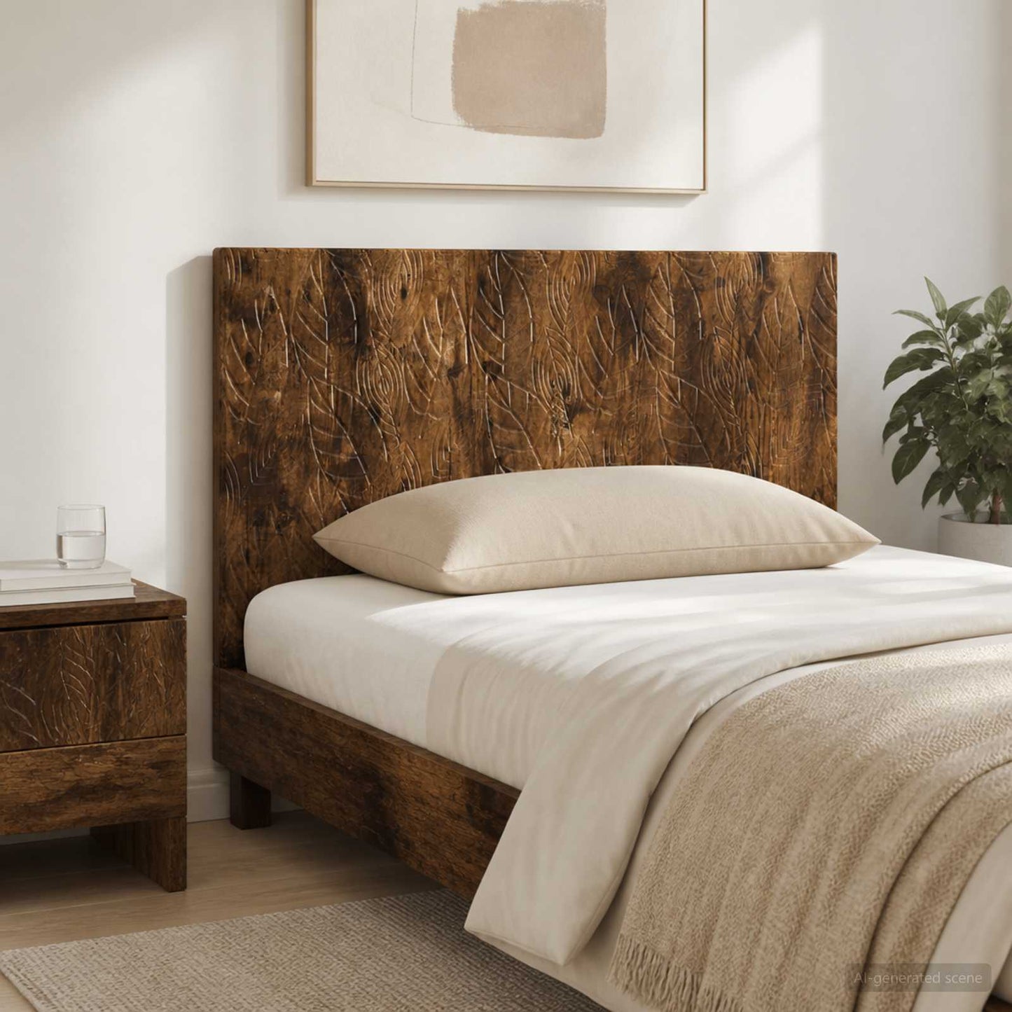 vidaXL Wall-Mounted Headboard DELFT Smoked Oak Engineered Wood