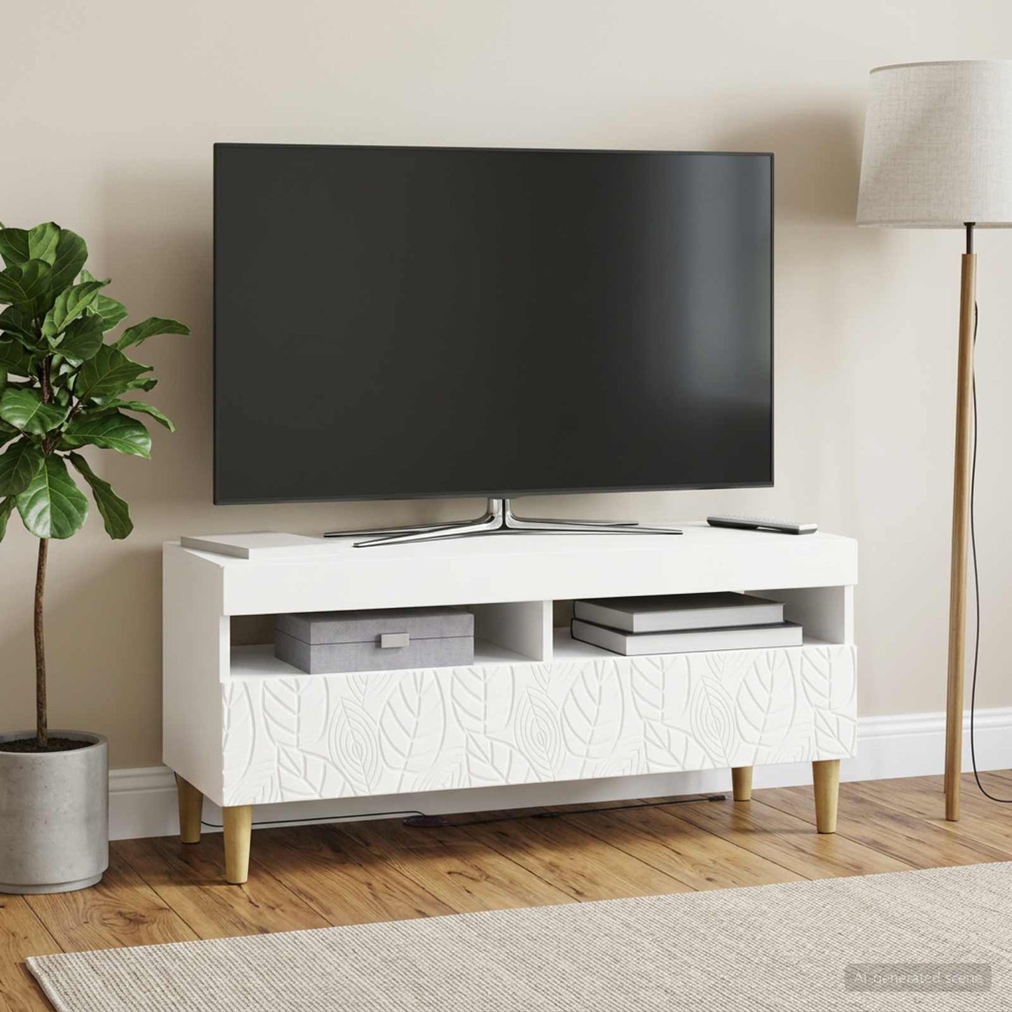 vidaXL LED TV Cabinet White Engineered Wood