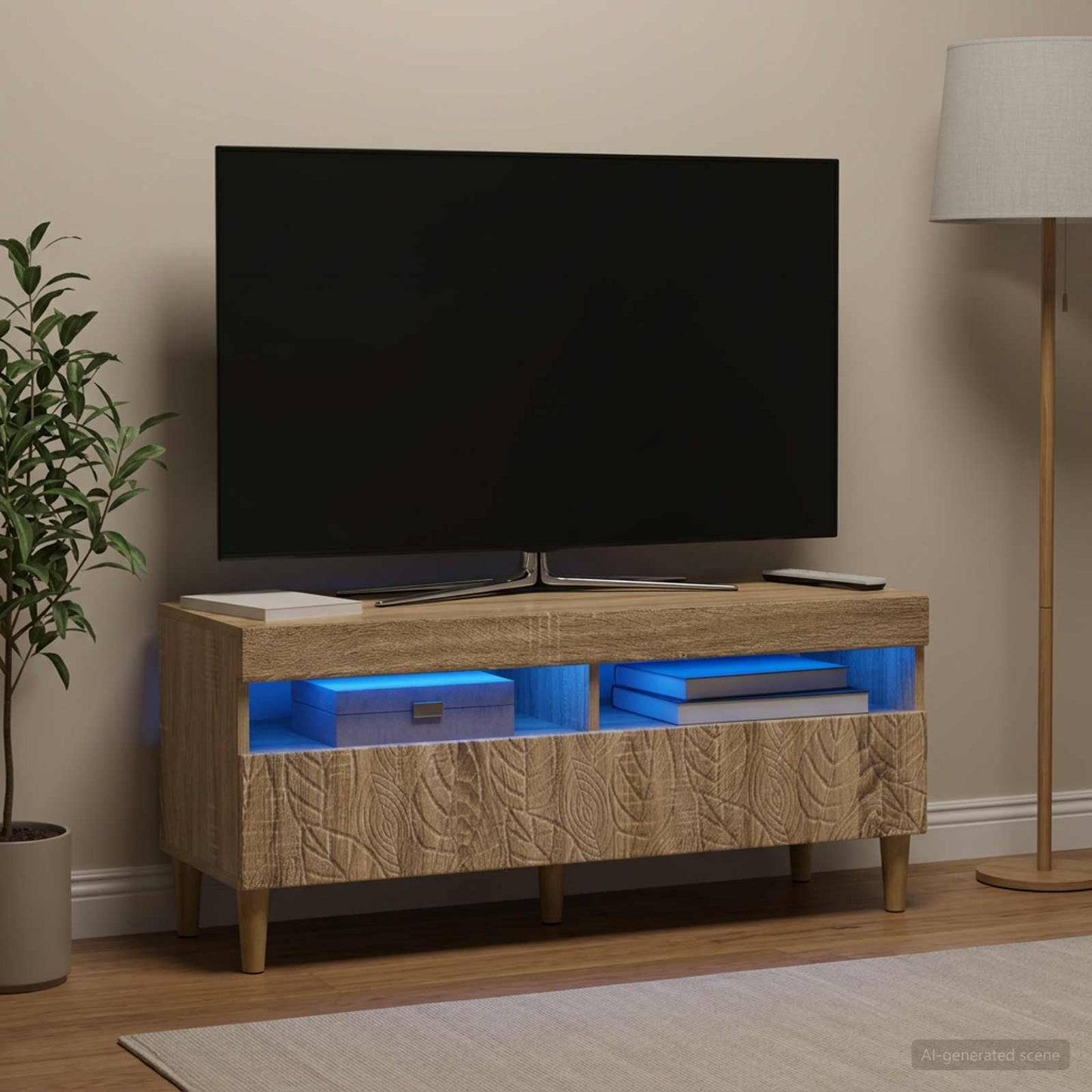 vidaXL LED TV Cabinet Sonoma Oak Engineered Wood