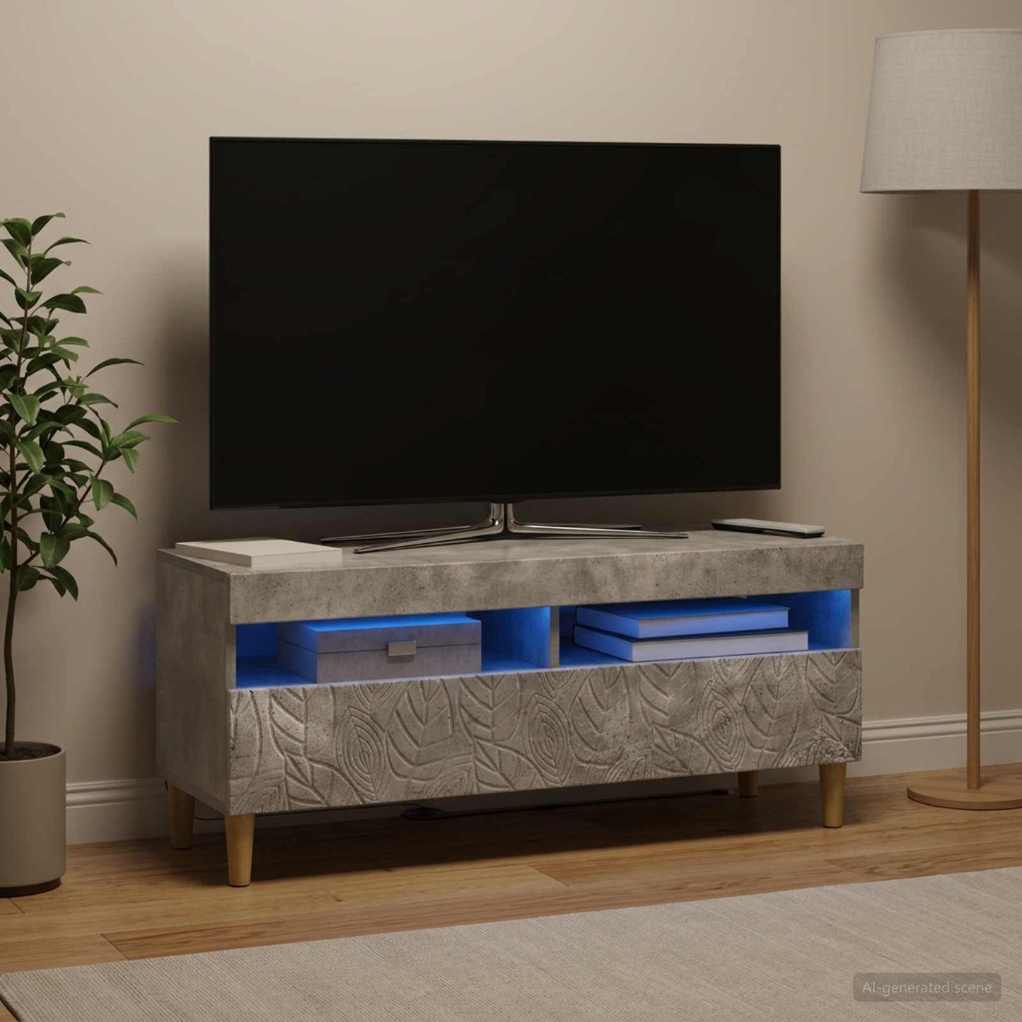 vidaXL LED TV Cabinet Concrete Grey Engineered Wood