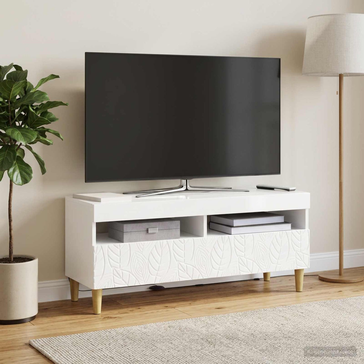 vidaXL LED TV Cabinet High Gloss White Engineered Wood