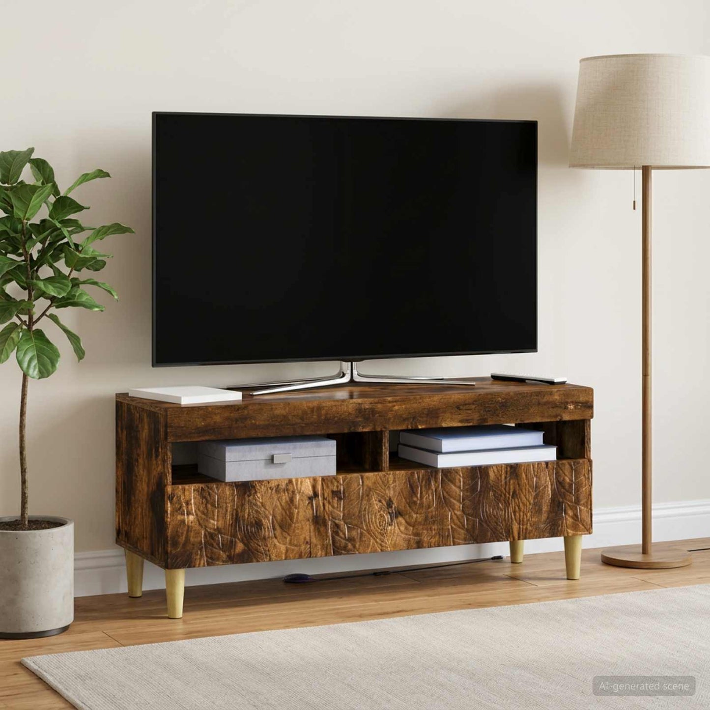 vidaXL LED TV Cabinet Smoked Oak Engineered Wood