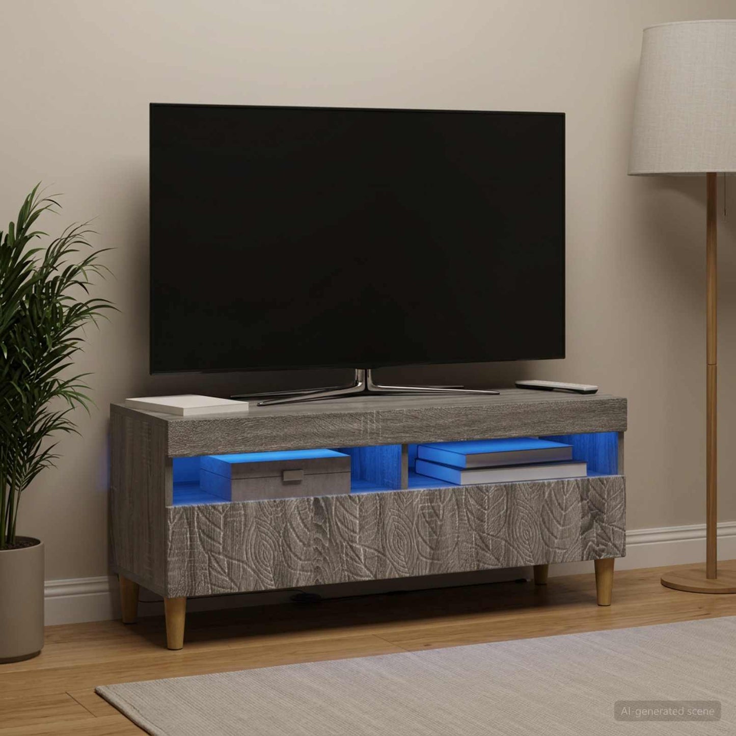 vidaXL LED TV Cabinet Grey Sonoma Engineered Wood