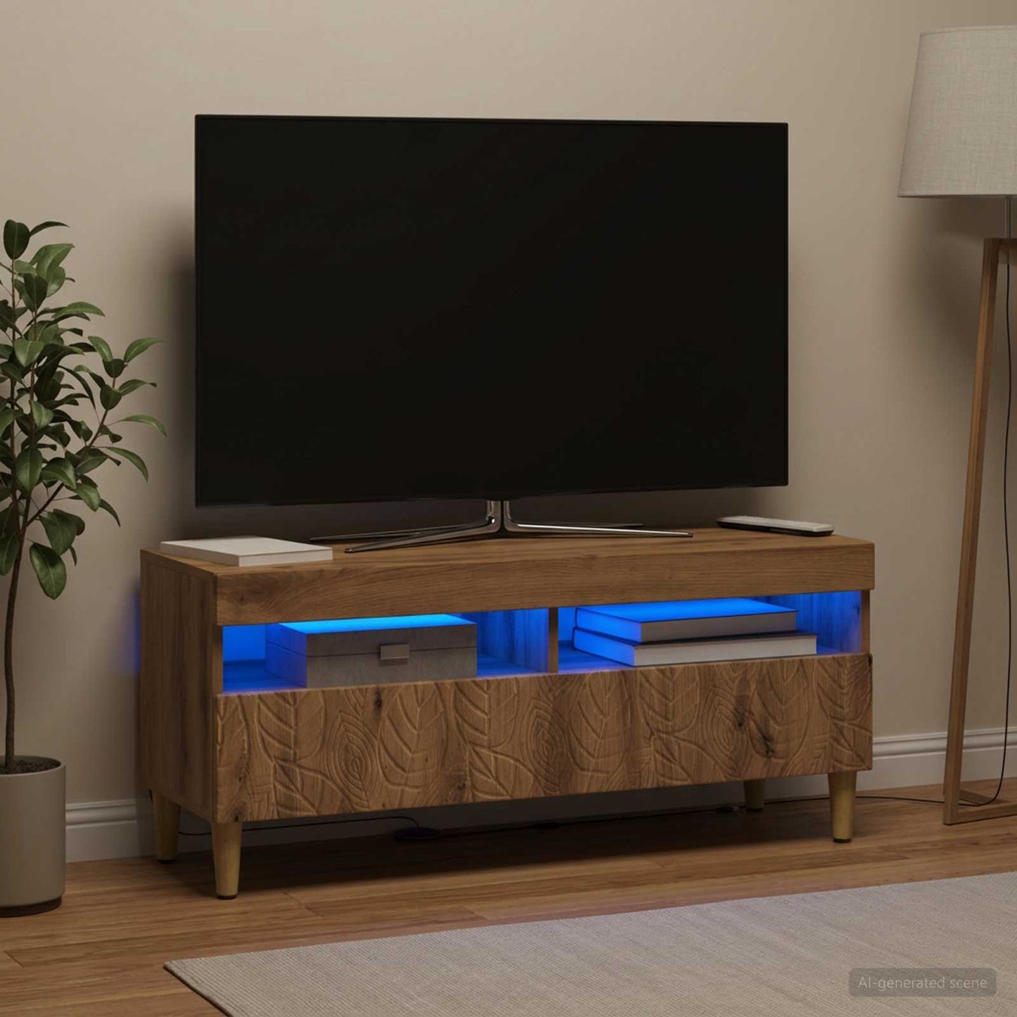 vidaXL LED TV Cabinet Artisan Oak Engineered Wood