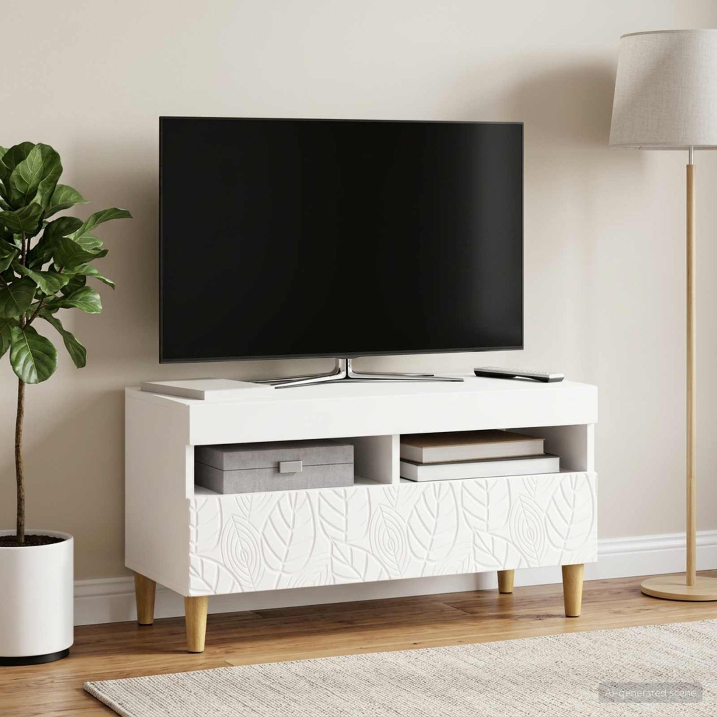 vidaXL LED TV Cabinet White Engineered Wood