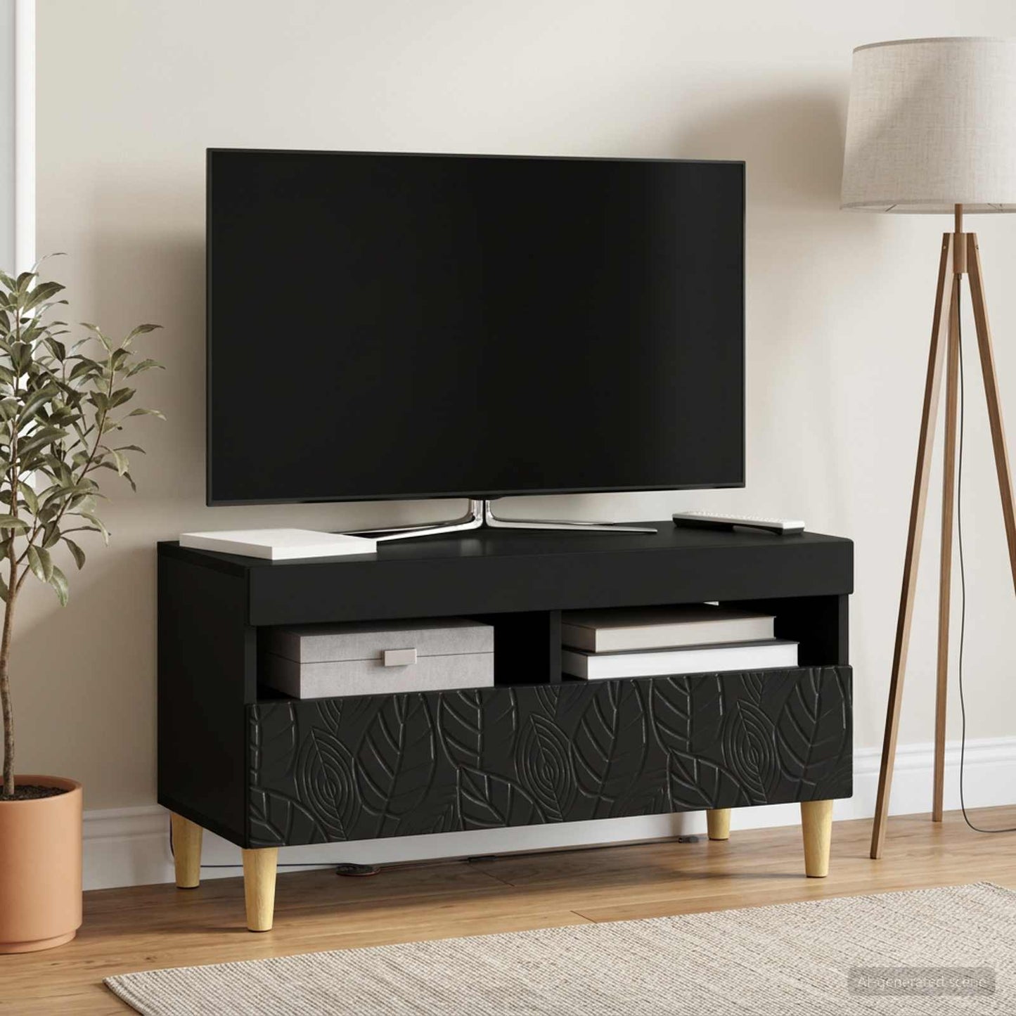 vidaXL LED TV Cabinet Black Engineered Wood