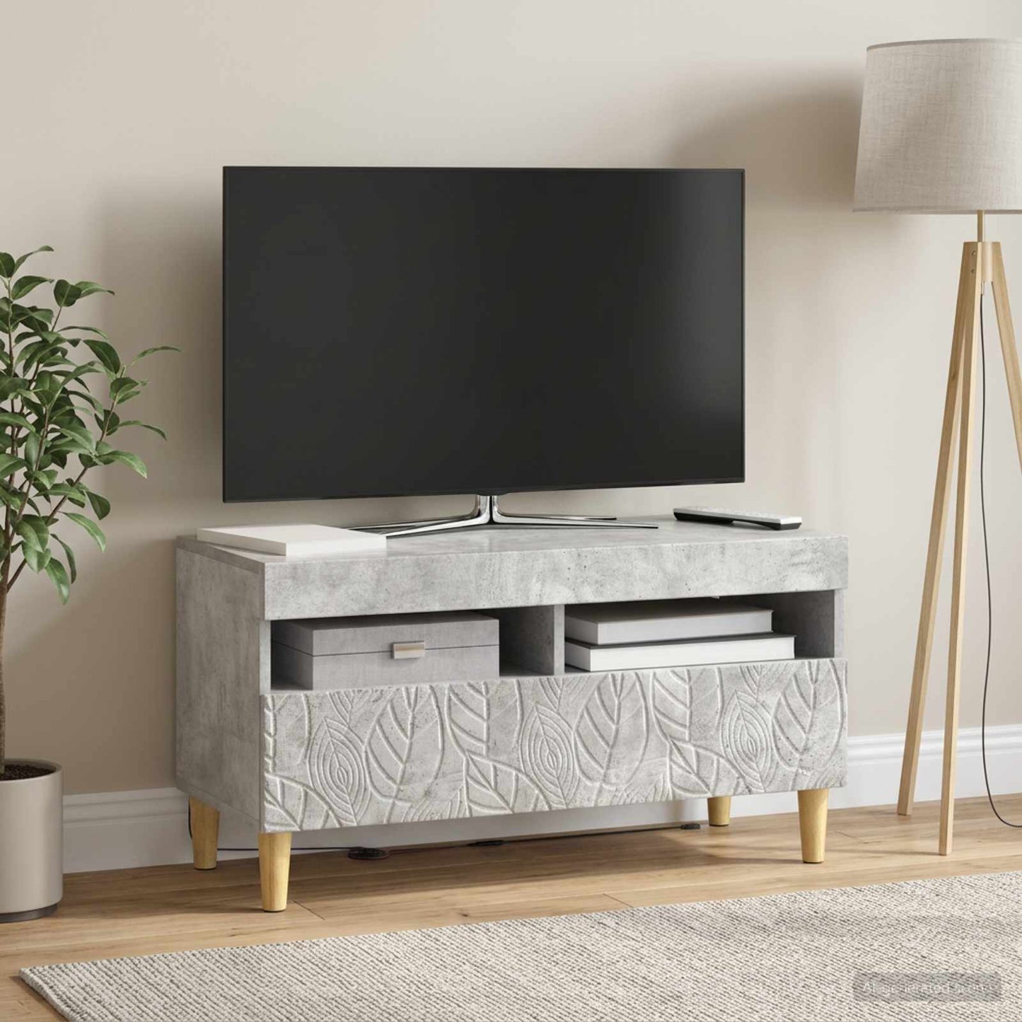 vidaXL LED TV Cabinet Concrete Grey Engineered Wood