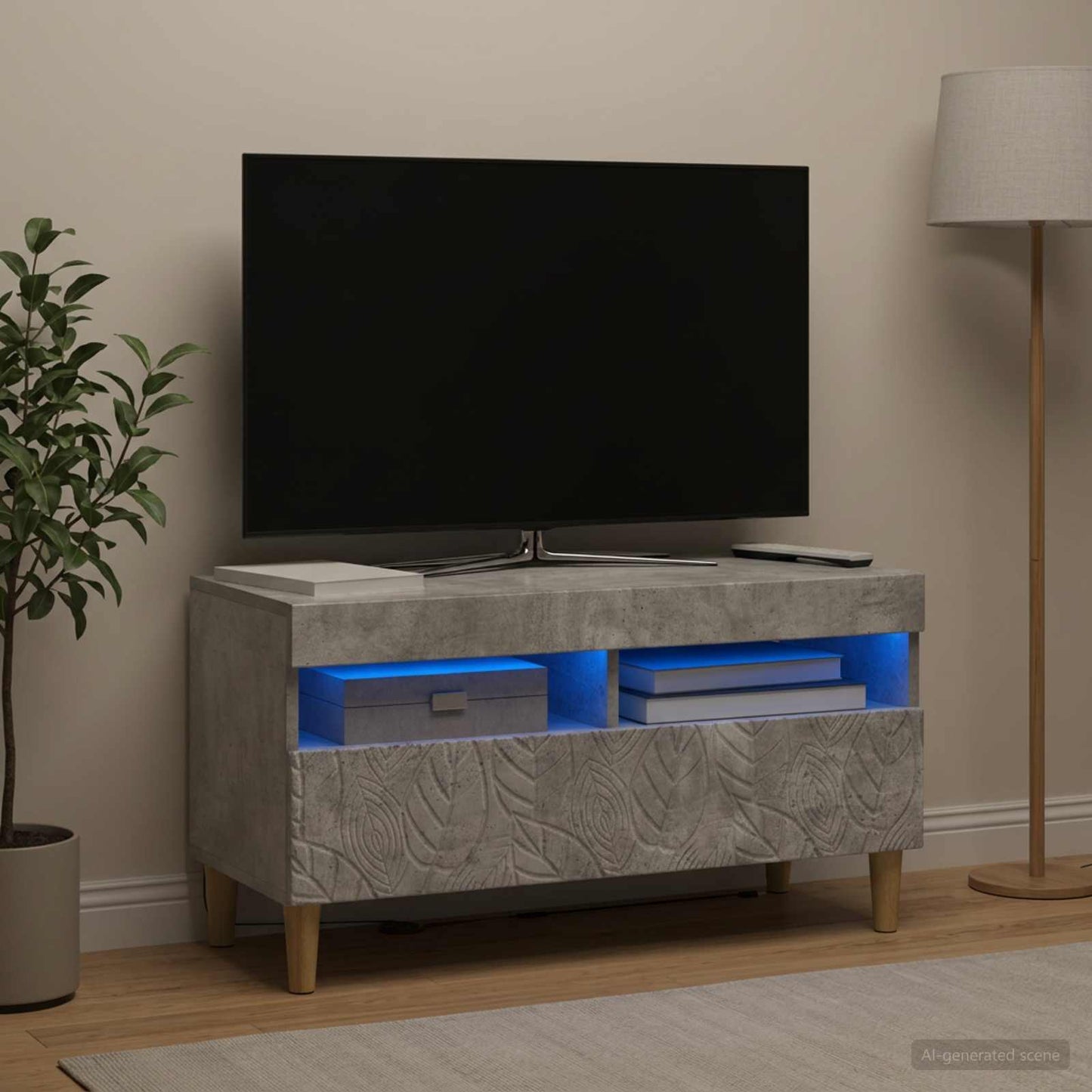 vidaXL LED TV Cabinet Concrete Grey Engineered Wood