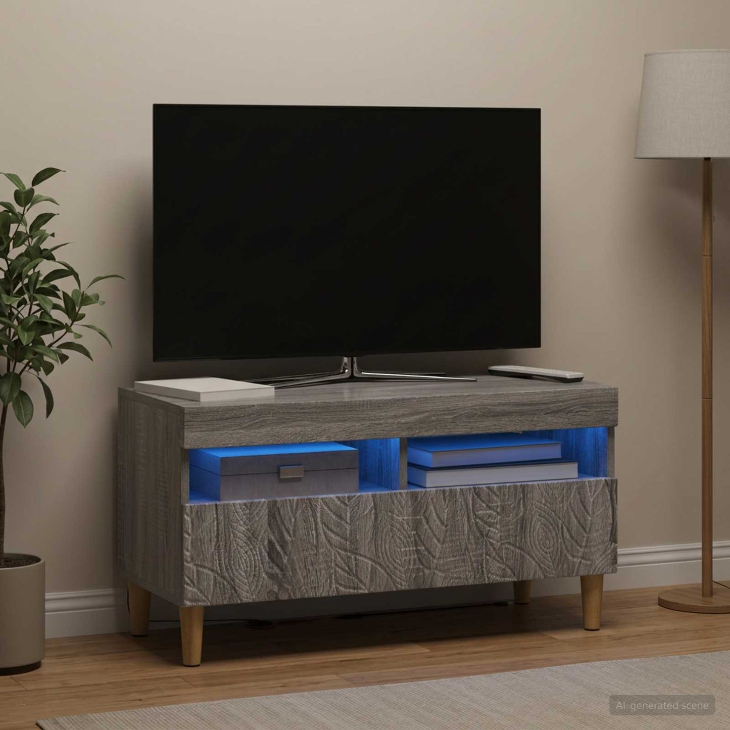 vidaXL LED TV Cabinet Grey Sonoma Engineered Wood