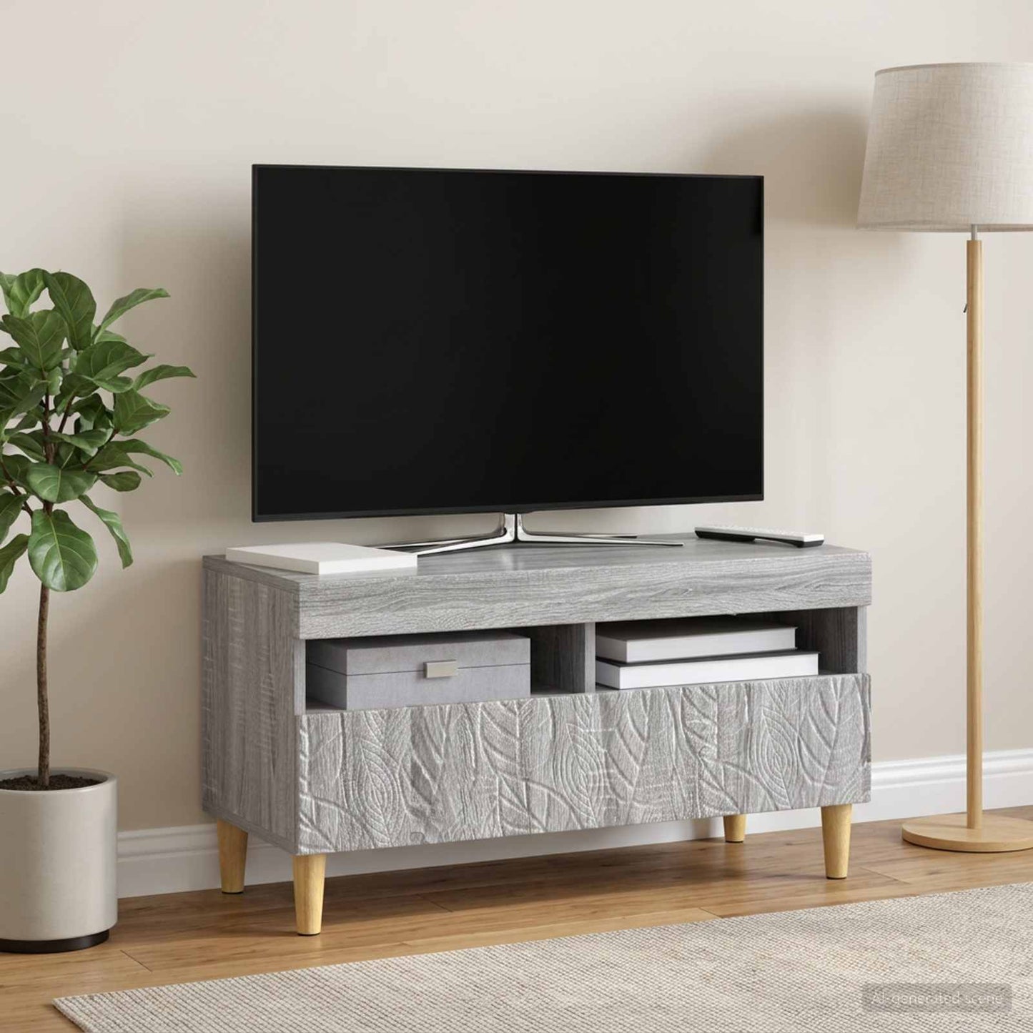 vidaXL LED TV Cabinet Grey Sonoma Engineered Wood
